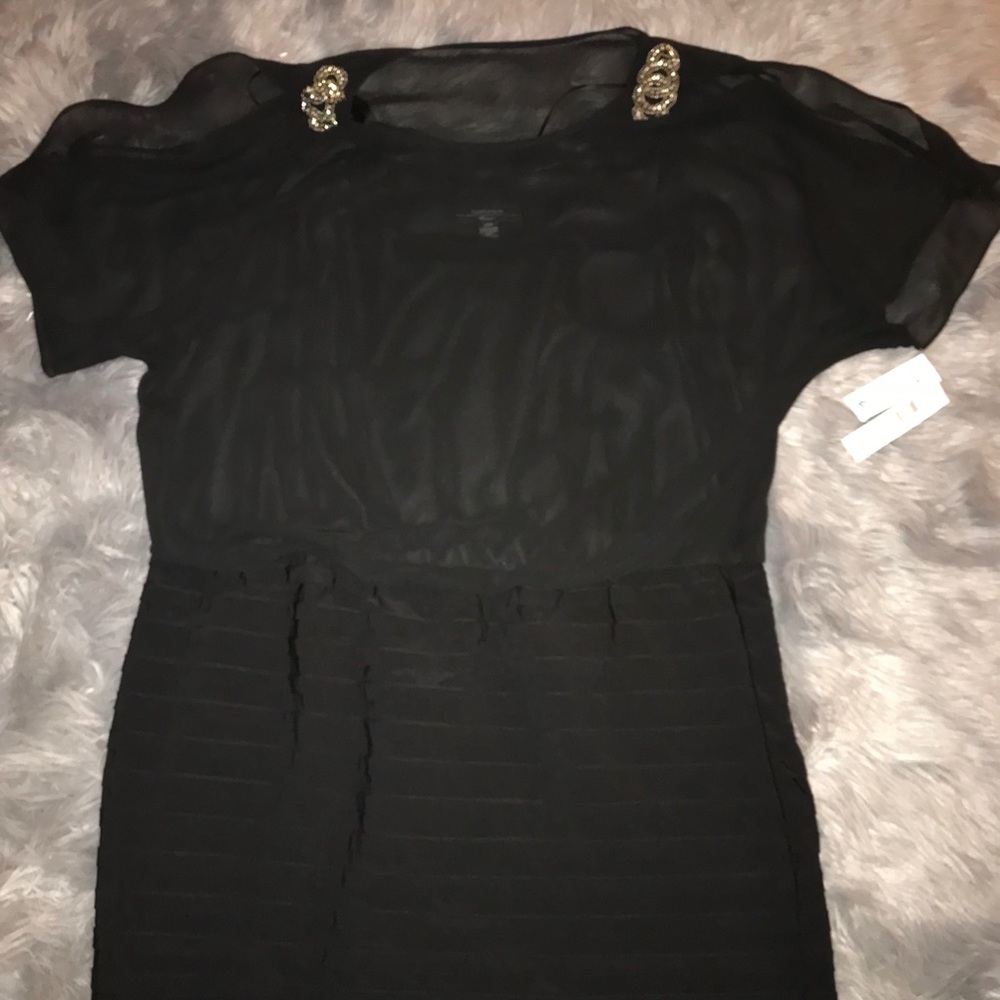 Black bodycon style with blouson top
